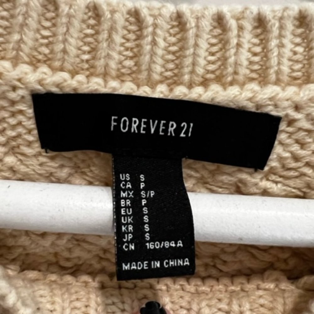 CLEARANCE Cream Colored Cable Knit Sweater - Picture 5 of 7